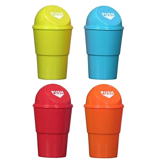 Hammont Mini Trash Can for Car - 4 Pack, 3.75"x6.5" Miniature Trash Bin - Cute Vehicle Accessories, Compact and Convenient Trash Can