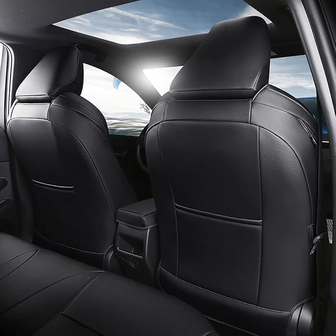 CocheFamilia Custom Fit Corolla Car Seat Covers for Select 2019 2020 2021 2022 2023 2024 2025 Toyota Corolla Hatchback SE, XSE, Nightshade - Full Set,Leather (Black and Grey)