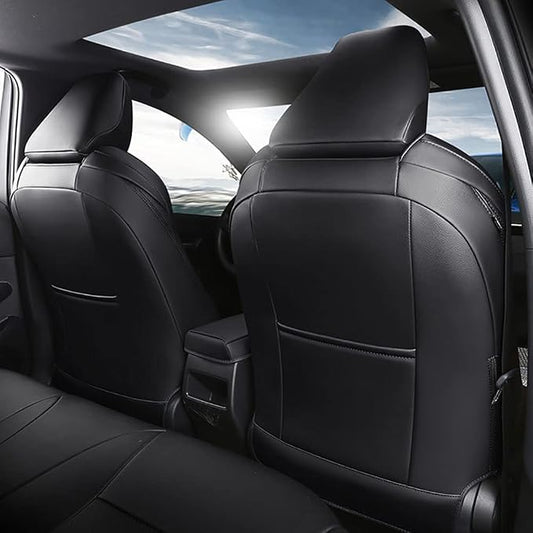 CocheFamilia Custom Fit Corolla Car Seat Covers for Select 2019 2020 2021 2022 2023 2024 2025 Toyota Corolla Hatchback SE, XSE, Nightshade - Full Set,Leather (Black)