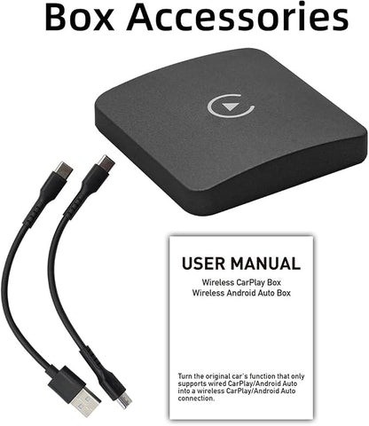 with Wireless Carplay Box, Wireless Android Auto Converter Box Bluetooth 5.0 with Wireless Carplay Adapter for Automobile Player Black, WIfi 2.4GHz