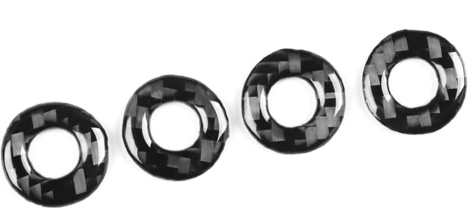 Compatible with Dodge Charger 2008 2009 2010 Real Premium Soft Carbon Fiber Decor Car Door Lock Ring Frame Sticker Decal Interior Accessories Trim Cover 4pcs Black