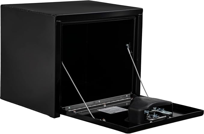 Buyers Products 1703321 Black Steel Underbody Truck Tool Box – 15 x 13 x 18 Inch - Truck Bed & Underbelly RV Storage Box, Locking T-Latch, Weather-Resistant, Heavy-Duty Flatbed Job Box, Made in USA