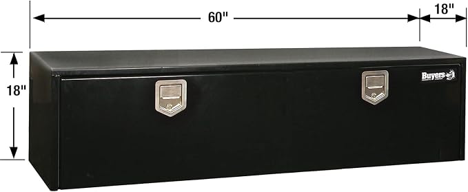 Buyers Products 1702115 Steel Underbody Truck Tool Box 18 x 18 x 60 Inch, Black Powder-Coated 14 Ga Steel, Locking Stainless Paddle Latch, Drop Door, Weather-Resistant, Made in USA