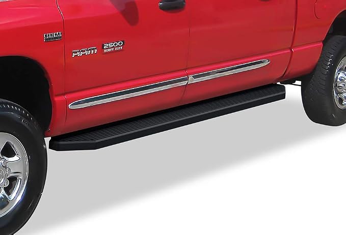 APS Black Stainless Steel Running Boards Style Compatible with Dodge Ram 1500 2006-2008 Mega Cab & Ram 2500 3500 2006-2009 (Side Steps Side Bars) 6in Wide