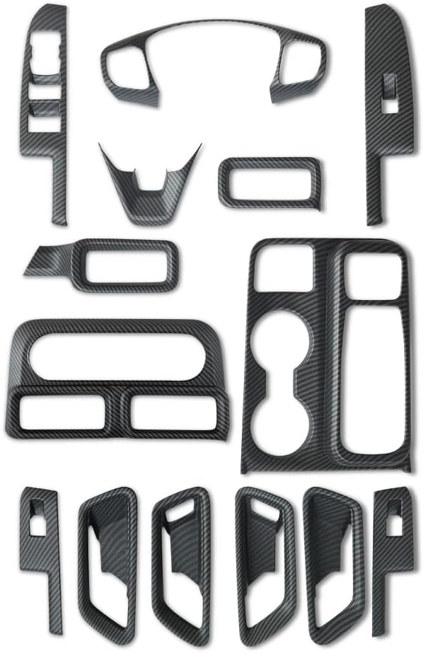 Muslogy for Maverick Set 14 Pcs Interior Decoration Trim Kit Overlays Steering Wheel Center Console Vent Window Switch Inner Door Cover Compatible with Ford Maverick 2022-2024 (Matt Carbon Fiber)