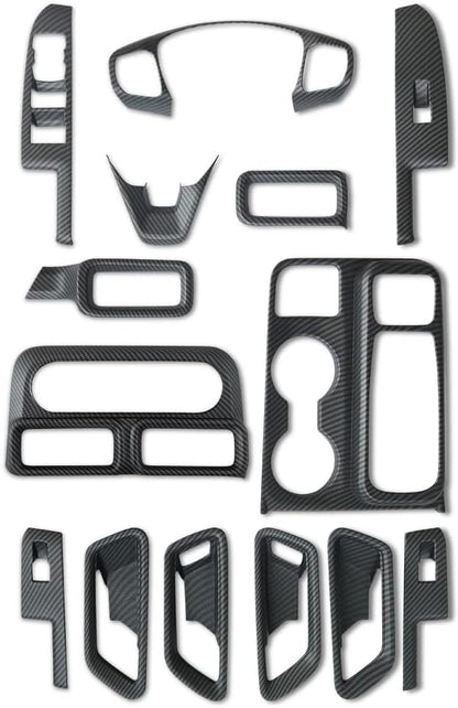 Muslogy for Maverick Set 14 Pcs Interior Decoration Trim Kit Overlays Steering Wheel Center Console Vent Window Switch Inner Door Cover Compatible with Ford Maverick 2022-2024 (Matt Carbon Fiber)