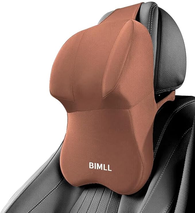 Car Neck Pillow, Ergonomic Memory Foam, Comfortable and Breathable, not stuffy, Relieve Lower Back Fatigue and Neck Strain, Suitable for Most Vehicle Models (Coffee Brown)