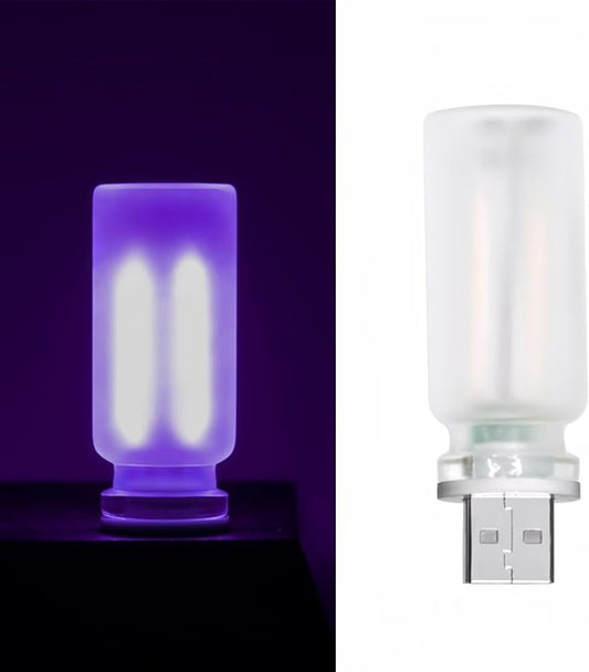 Retro Car Lamp, Touch-Adjust USB LED Automotive Lights, Plug-in Night & Ambient Bulb for Vehicles, Bedroom, Hallway, Desk, No-Pole Dimming (Frosted Purple Light)