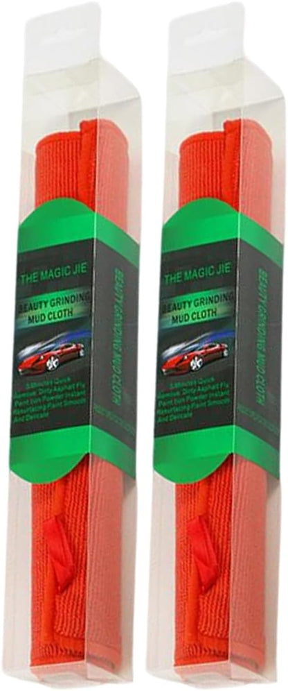 2PACK Clay Towel Auto Detailing, Fine Grade Clay Bar Towel for Auto Detailing, Removes Overspray & Contaminants from Car Paint, Glass, Enhance Gloss, DIY Detail Products (12"x12", Red)