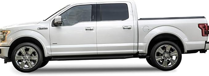 APS 6-inch (Black Stainless Steel Flat Style) Running Boards Nerf Bars Compatible with Ford F150 2015-2026 SuperCrew Cab & F150 Lightning 2022-2026 & F-250 F-350 Super Duty 2017-2026 Crew Cab