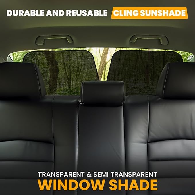 EcoNour Car Side Window Shades for Baby | 4 Pack - Car Window Sun Blocker Shades for Kids | Foldable Cling Window Cover Protects UV & Heat Glare | Window Shade for Privacy | Large Plus (21"x14")