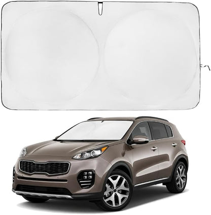 Windshield Sun Shade | Compatible for Kia Sportage QL ; NQ5 2018-Present | Certified 99.87% UVB & 99.02% UVA Car Sun Shade. Award Winning Sunshade - Patented Technology | Car Shades by Kinder Fluff
