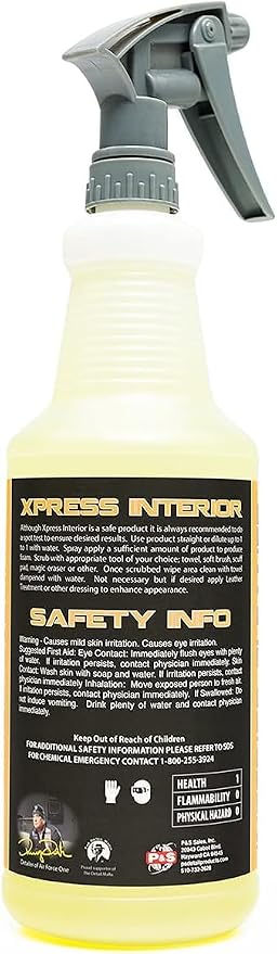 P & S PROFESSIONAL DETAIL PRODUCTS Xpress Interior Cleaner – Safe for Leather, Vinyl, Plastic & More, Removes Dirt, Grease & Oil, No Residue, Fresh Scent, No Dilution Needed - 32 Oz.