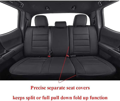 EKR Tacoma Leather Car Seat Covers Custom Fit for Toyota Tacoma 2012 2013 2014 2015 (Regular Seats) - Truck Seat Covers Full Set,Faux Leather(Black)