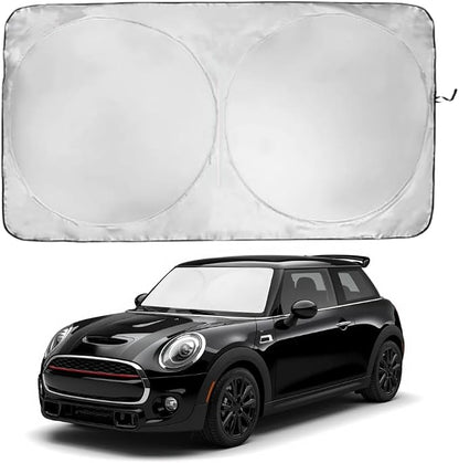 Windshield Sun Shade | Compatible for Mini Cooper F55 (2014-2024) | Certified 99.87% UVB & 99.02% UVA Car Sun Shade. Award Winning Sunshade - Patented Technology | Car Shades by Kinder Fluff