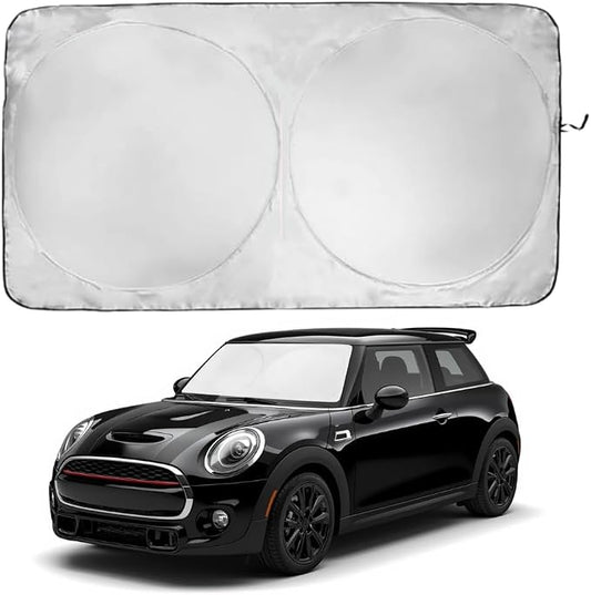Windshield Sun Shade | Compatible for Mini Cooper F55 (2014-2024) | Certified 99.87% UVB & 99.02% UVA Car Sun Shade. Award Winning Sunshade - Patented Technology | Car Shades by Kinder Fluff
