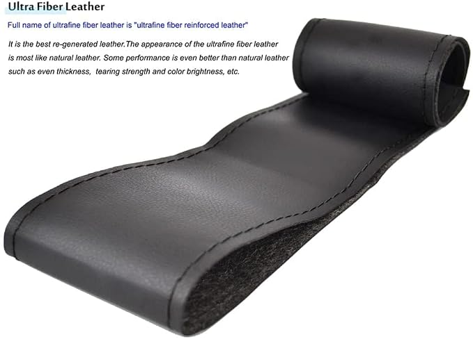 AUTOXBERT 38cm/15 Inch Leather Steering Wheel Cover Stitch On Wrap, Breathable, Anti-Slip Steering Wheel Cover for Nissan Qashqai Toyota Camry RAV4 VW Golf