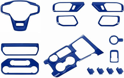 JWWY Interior Trim Kit Full Set Dress-Up Kit Decor Set Center Console Gear Shift Dashboard Panel Door Handle AC Rearview Vent Adjustment Cover Trim for 2021-2026 Ford Bronco Accessories 14pcs Blue