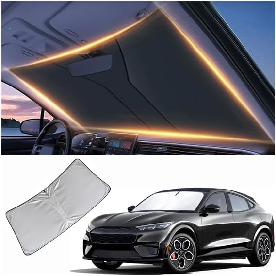 Windshield Sun Shade for Ford Mustag Mach-E Front Window Shades Cover for 2011-2024 2025 2026 Mustag Mach-E Windshield Sun Visor Protector Car Accessories