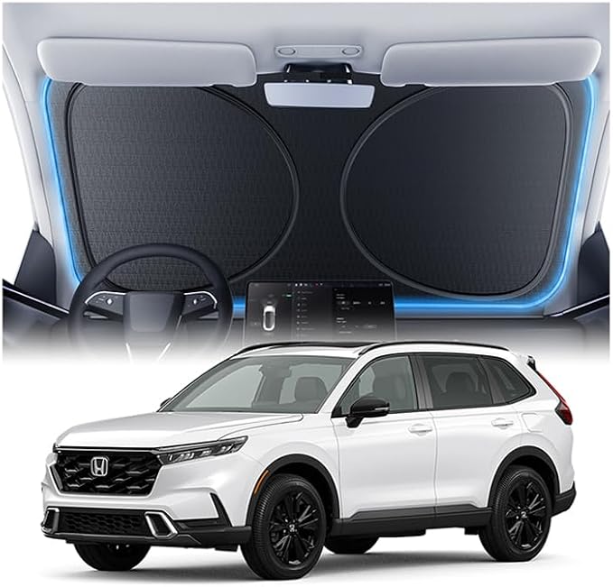Windshield Sun Shade for Honda CR-V/Civic/Passport/Ridgeline 2000-2026, Custom Fit Sunshade, 100% UV Block & Heat Insulation, Foldable Car Sunshade with Storage Bag