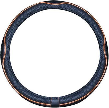 Mayco Bell Universal Standard Size Steering Wheel Cover Anti-Slip,Safety,Soft,Breathable,Durable,Full Surround,Comfortable Grip Microfiber Leather (14.5-15 inch,Black Orange)