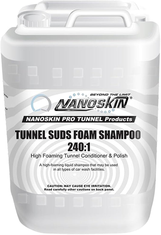 Nanoskin Automatic Car Wash Series TUNNEL SUDS Foaming Shampoo, for Foamer Units, Direct Injection Equipment, Hydrominder Premix (Dilution 240:1), 5 Gallons