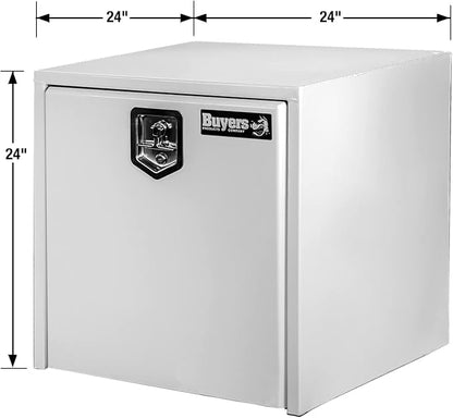 Buyers Products 1704400 White Steel Underbody Truck Tool Box, 24 x 24 x 24, Made in USA, 14 Ga Steel, Locking Stainless Latch, Weather-Resistant, Powder-Coated, Secure Storage for Work Trucks
