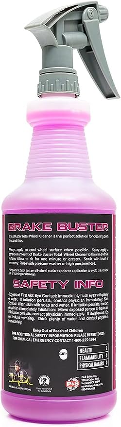 P & S PROFESSIONAL DETAIL PRODUCTS - Brake Buster Wheel and Tire Cleaner - Non-Acid Formula Safe For All Wheel Types, Removes Brake Dust, Oil, Dirt, Light Corrosion - 1 Quart
