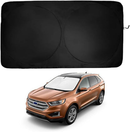 Windshield Sun Shade | Compatible for Ford Edge (2015-2024) | Certified 99.87% UVB & 99.02% UVA Car Sun Shade. Award Winning Sunshade - Patented Technology | Car Shades by Kinder Fluff