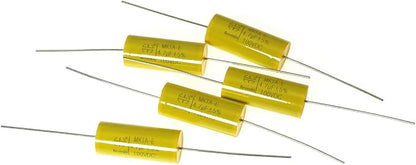 MEETOOT 5pcs Audio Frequency Divider Axial Capacitance MKTA-E 4.7J100V Polypropylene Film Capacitor for Audio Amplifier, Divider, Fan Lamp, Household Appliances, Car Speakers