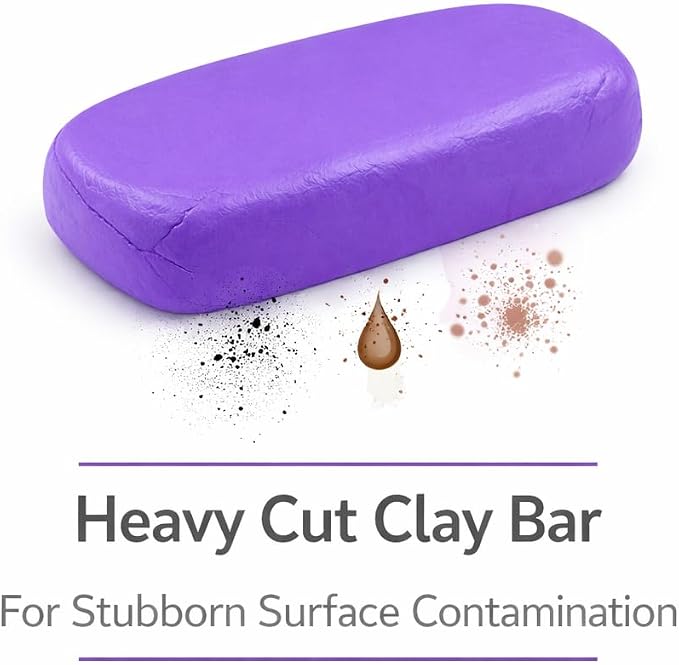 HI-TECH JB Purple Clay Bar 8oz – Heavy Cut 210g Professional Detailing Clay for Car Paint – Removes Overspray, Tar, Rail Dust & Industrial Fallout