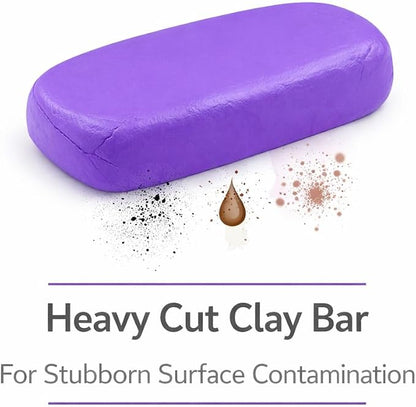 HI-TECH JB Purple Clay Bar 8oz – Heavy Cut 210g Professional Detailing Clay for Car Paint – Removes Overspray, Tar, Rail Dust & Industrial Fallout