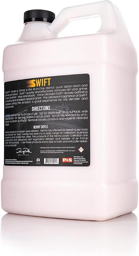 P & S PROFESSIONAL DETAIL PRODUCTS Swift Clean & Shine - Interior Cleaner & Protectant for Leather, Vinyl, Plastic - Cleans, Conditions & Leaves a Satin Finish - Fresh Scent - 1 Gallon