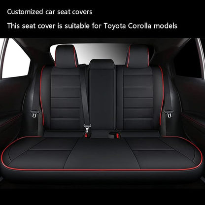 CocheFamilia Custom Fit Corolla Car Seat Covers for Select 2014 2015 2016 2017 2018 2019 Toyota Corolla L LE LE Eco XLE Sedan - Full Set,Leather (Black with red Trim)