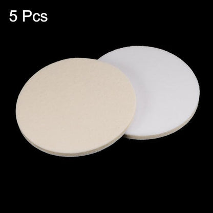 HARFINGTON 5pcs Wool Felt Polishing Pads, 5 inch Buffing Wheel Polish Pad Flocking Hook & Loop Back for Car Glass Plastic Metal Stone