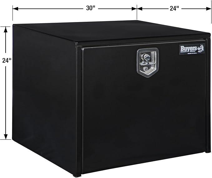 Buyers Products 1704303 Black Steel Underbody Truck Tool Box – 24 x 24 x 30 Inch - Truck Bed & Underbelly RV Storage Box, Locking T-Latch, Weather-Resistant, Heavy-Duty Flatbed Job Box, Made in USA