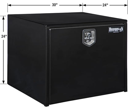 Buyers Products 1704303 Black Steel Underbody Truck Tool Box – 24 x 24 x 30 Inch - Truck Bed & Underbelly RV Storage Box, Locking T-Latch, Weather-Resistant, Heavy-Duty Flatbed Job Box, Made in USA