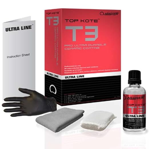 Nanoskin Ultra Line T3 Ultra Durable Ceramic Coating – 9H Ceramic Paint Coating for Car Detailing | Apply After Car Wash, Clay Bar, Car Polisher | for Cars, Trucks, Boats, RV, Motorcycles & More
