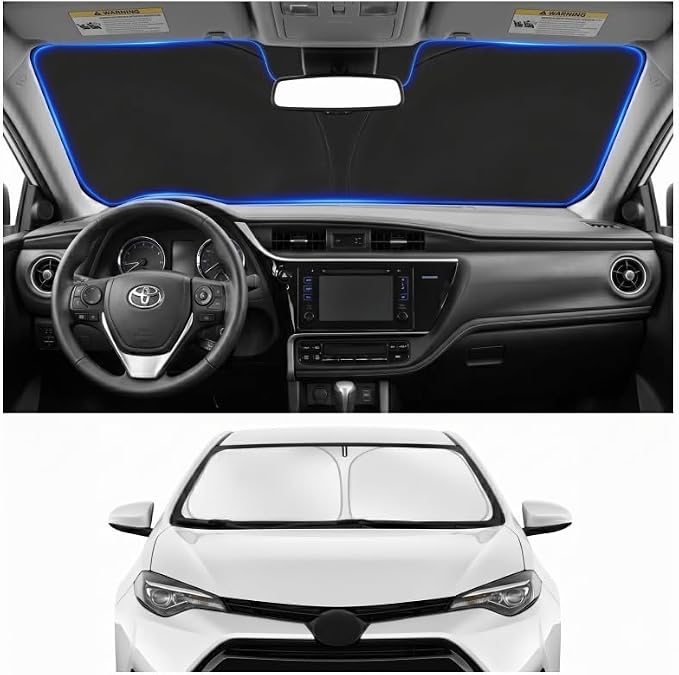 Custom Fit Windshield Sun Shade for Toyota Corolla 2014-2019 | Custom Fit Windshield Cover, Blocks UV Rays, Double-Layer Heat Shield, Durable Frame, Easy Fold & Storage