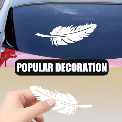Ouliget Car Stickers Feathers Cover Scratches,Scratch Repair Decoration Vinyl Decals,Car Decoration Mirror Sticker Laptop Wall Decal,White