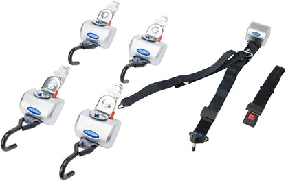 Q’Straint Q-8300-A1-L QRT Max Wheelchair Tie-Down Kit for L-Track – 4 Knobless Retractors with Positive Lock Indicators, L-Track Fittings, and Occupant Restraint System
