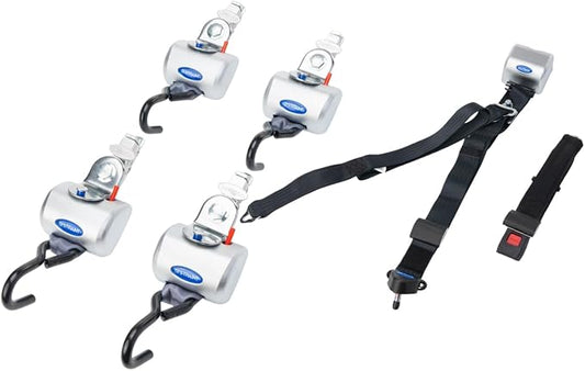 Q’Straint Q-8300-A1-L QRT Max Wheelchair Tie-Down Kit for L-Track – 4 Knobless Retractors with Positive Lock Indicators, L-Track Fittings, and Occupant Restraint System
