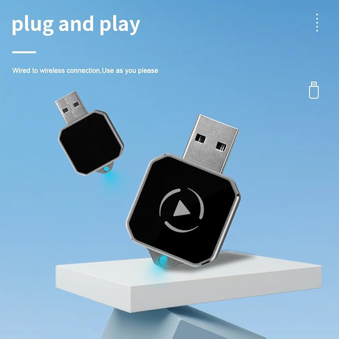 Wireless CarPlay & Android Auto Adapter, Plug & Play 2-in-1 Conversion for Wired Apple CarPlay Cars, USB/USB-C Compatible, Works with iPhone iOS 10+ & Android 11+ Smartphones