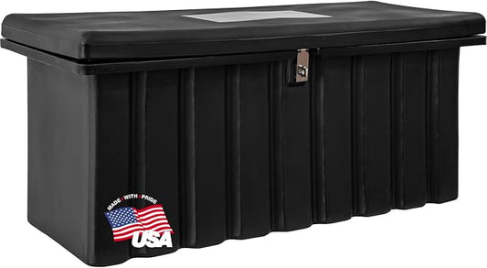 Buyers Products 1712250 Poly Outdoor Multi-Purpose All Weather Utility Storage Bin Box, 8.4 cu. Ft, Job Site Box, Outdoor Storage and Organizer, Made in USA, Black