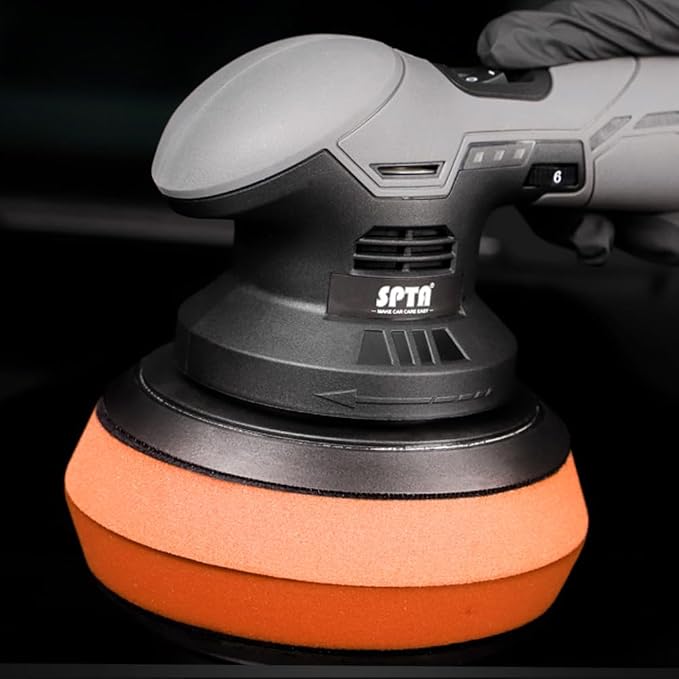 SPTA T40 Orange Medium-Cut Polishing Pads, 1Pc 5.5 Inch Face for 5 Inch 125mm Backing Plate Compound Buffing Sponge Pads for Car Buffer Polisher Compounding, Polishing and Waxing -FPBFS5O