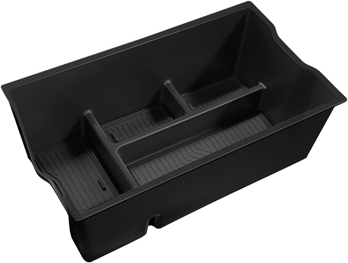 Muslogy Center Console Organizer Compatible with 2026 Toyota RAV4 Accessories Middle Console Divider Storage Box Armrest Insert Tray with Anti-Slip Mats (Black)