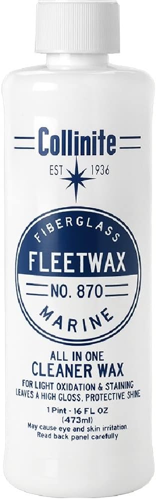 Collinite 870 All-In-One Cleaner Wax for Marine/RV. Removes Oxidation + Restores Look + Provides High Gloss Shine in One Single Step. Provides UV Protection & Prevents Oxidation. (16 fl oz)