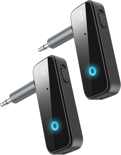 2 Pack Aux Bluetooth Adapter for Car, 2 in 1 Bluetooth 5.3 Transmitter Receiver for Headphones Car Home Audio Speaker, Portable 3.5mm Wireless Audio Receiver, Hands-Free Call
