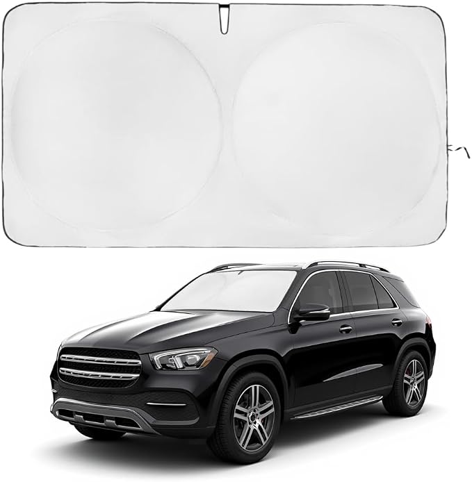 Windshield Sun Shade | Compatible for Mercedes Benz GLE (2020-2025) | Certified 99.87% UVB & 99.02% UVA Car Sun Shade. Award Winning Sunshade - Patented Technology | Car Shades by Kinder Fluff