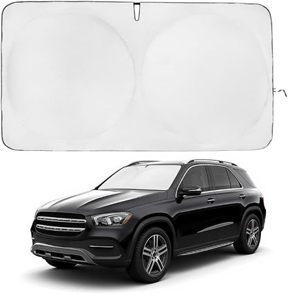Windshield Sun Shade | Compatible for Mercedes Benz GLE (2020-2025) | Certified 99.87% UVB & 99.02% UVA Car Sun Shade. Award Winning Sunshade - Patented Technology | Car Shades by Kinder Fluff